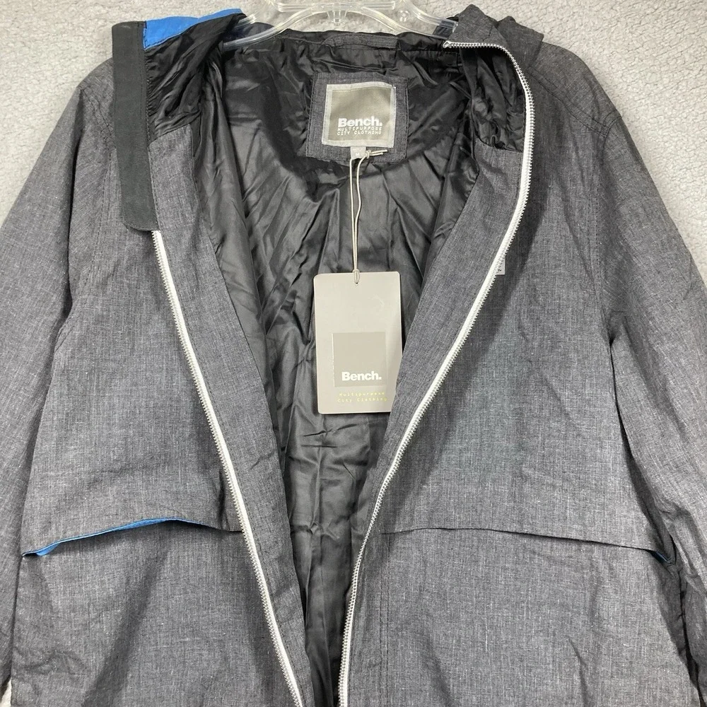 Bench Jacket Men's Medium Black Hooded‎ Light Weight Full Zip Casual Relaxed NEW